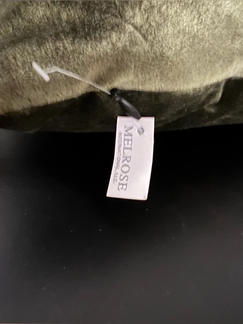Olive Green Velvet Decorative Pillow with Rhinestone Accents